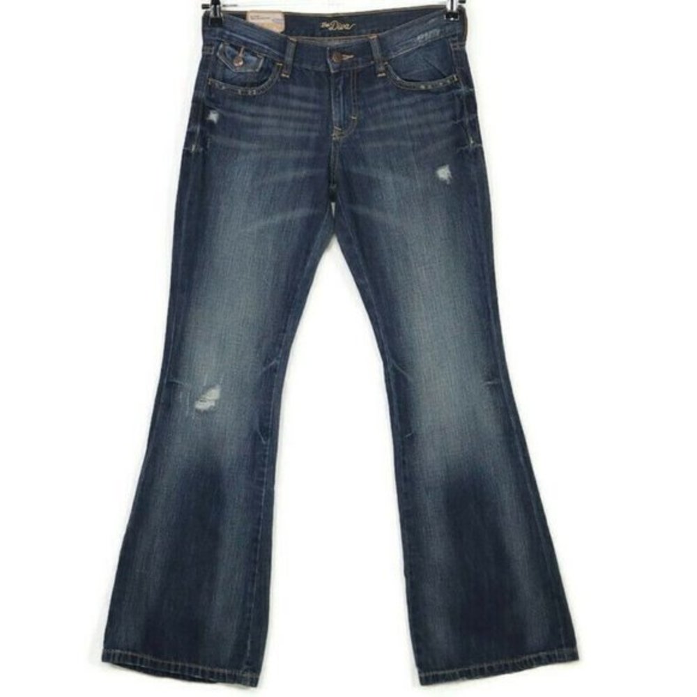 Retro Old Navy The Diva Super Flare Low Rise Jeans Distressed 4 x 32